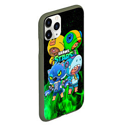 Чехол iPhone 11 Pro матовый Brawl Stars Leon Quattro, цвет: 3D-темно-зеленый — фото 2