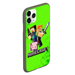 Чехол iPhone 11 Pro матовый MINECRAFT, цвет: 3D-темно-зеленый — фото 2