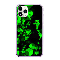 Чехол iPhone 11 Pro матовый MINECRAFT CREEPER, цвет: 3D-сиреневый