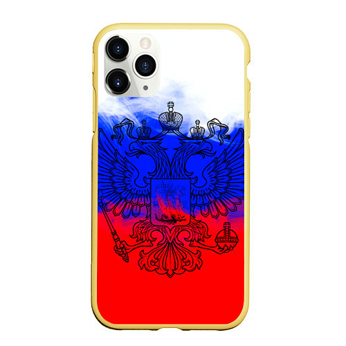 Чехол iPhone 11 Pro матовый Россия / 3D-Желтый – фото 1
