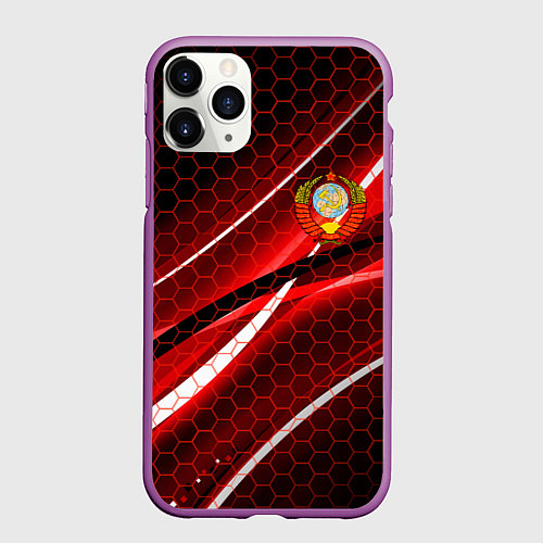 Чехол iPhone 11 Pro матовый СССР / 3D-Фиолетовый – фото 1