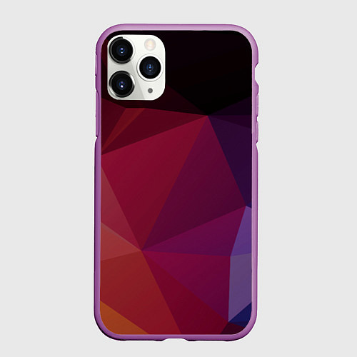 Чехол iPhone 11 Pro матовый Полигональный фон / 3D-Фиолетовый – фото 1