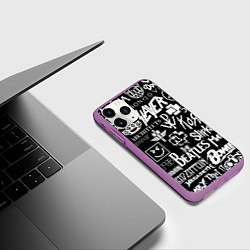 Чехол iPhone 11 Pro матовый ЛОГОТИПЫ РОК ГРУПП, цвет: 3D-фиолетовый — фото 2