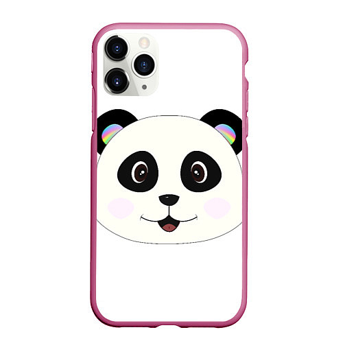 Чехол iPhone 11 Pro матовый Panda / 3D-Малиновый – фото 1