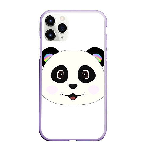 Чехол iPhone 11 Pro матовый Panda / 3D-Светло-сиреневый – фото 1