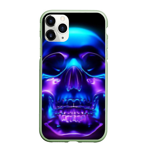 Чехол iPhone 11 Pro матовый Череп / 3D-Салатовый – фото 1