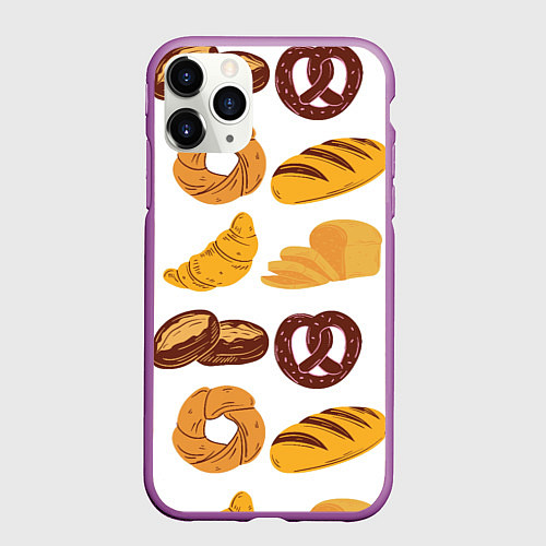 Чехол iPhone 11 Pro матовый Булки / 3D-Фиолетовый – фото 1