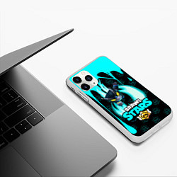 Чехол iPhone 11 Pro матовый Brawl stars mecha crow, цвет: 3D-белый — фото 2