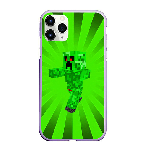 Чехол iPhone 11 Pro матовый Minecraft / 3D-Светло-сиреневый – фото 1