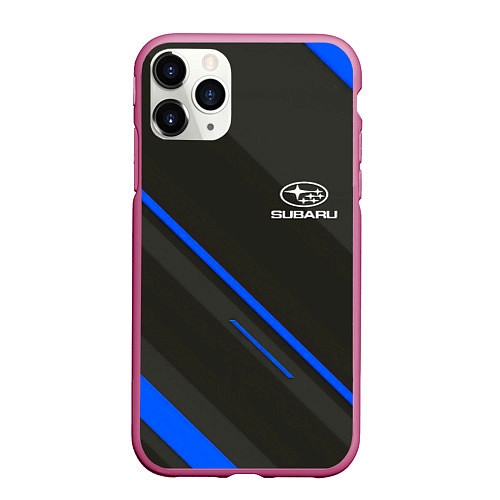 Чехол iPhone 11 Pro матовый SUBARU / 3D-Малиновый – фото 1