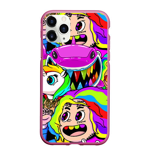 Чехол iPhone 11 Pro матовый 6IX9INE / 3D-Малиновый – фото 1