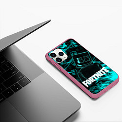 Чехол iPhone 11 Pro матовый Fortnite Marshmello, цвет: 3D-малиновый — фото 2