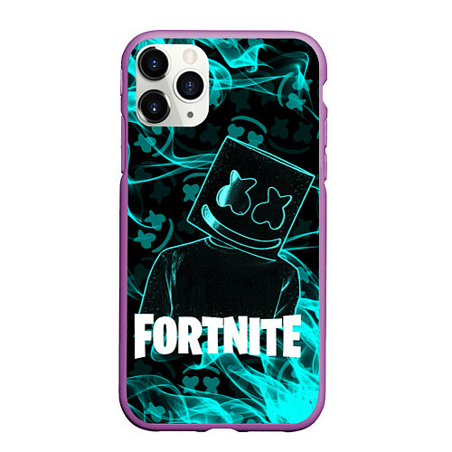 Чехол iPhone 11 Pro матовый Fortnite Marshmello / 3D-Фиолетовый – фото 1