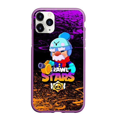 Чехол iPhone 11 Pro матовый BRAWL STARS GALE / 3D-Фиолетовый – фото 1