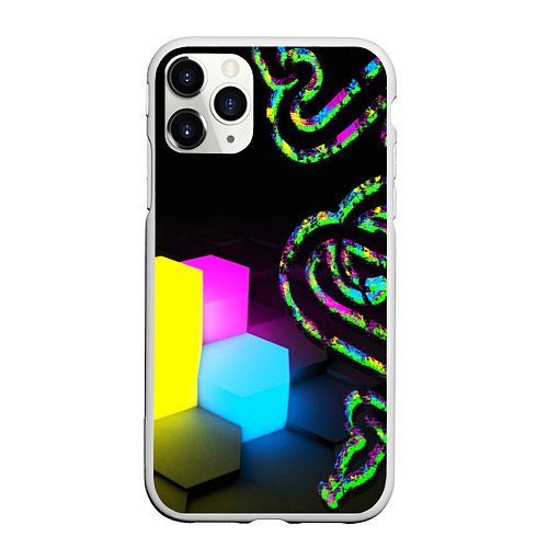 Чехол iPhone 11 Pro матовый RAZER / 3D-Белый – фото 1