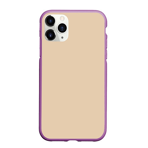 Чехол iPhone 11 Pro матовый Бежевая Маска / 3D-Фиолетовый – фото 1