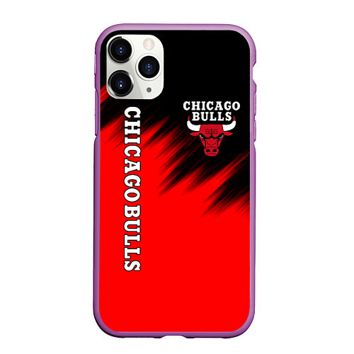 Чехол iPhone 11 Pro матовый CHICAGO BULLS / 3D-Фиолетовый – фото 1