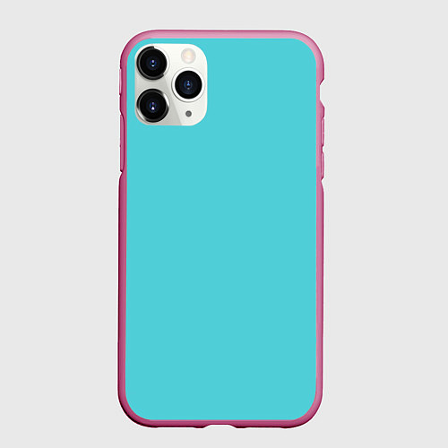 Чехол iPhone 11 Pro матовый Бирюза / 3D-Малиновый – фото 1