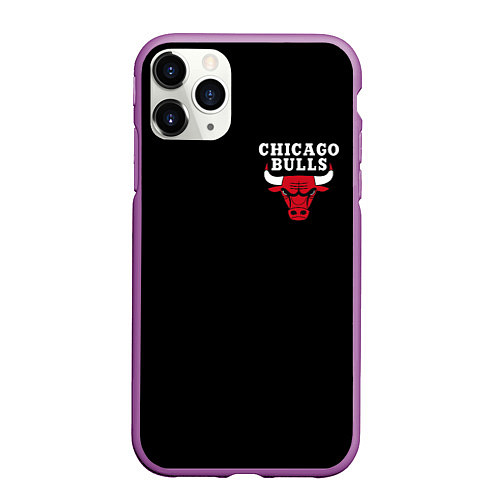 Чехол iPhone 11 Pro матовый CHICAGO BULLS / 3D-Фиолетовый – фото 1