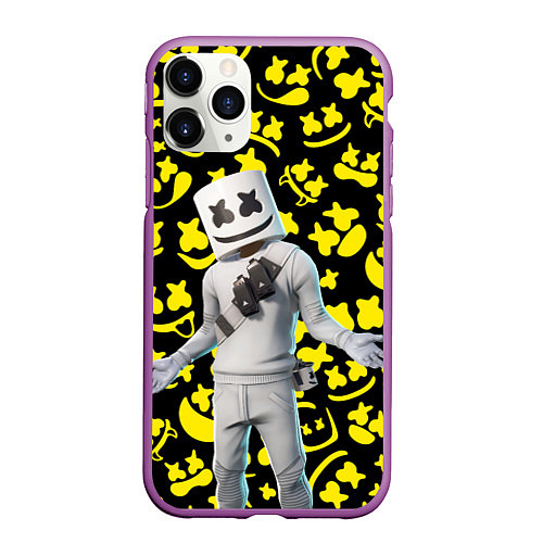 Чехол iPhone 11 Pro матовый FORTNITE x MARSHMELLO / 3D-Фиолетовый – фото 1