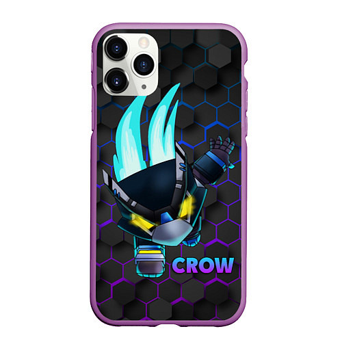 Чехол iPhone 11 Pro матовый Brawl Stars CROW / 3D-Фиолетовый – фото 1