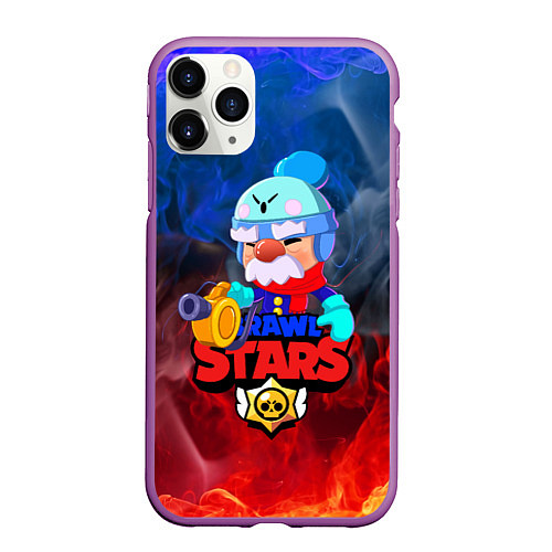 Чехол iPhone 11 Pro матовый BRAWL STARS GALE / 3D-Фиолетовый – фото 1