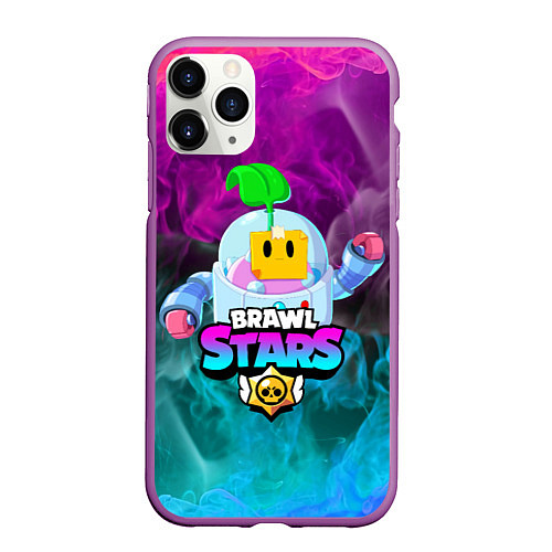 Чехол iPhone 11 Pro матовый BRAWL STARS SPROUT / 3D-Фиолетовый – фото 1