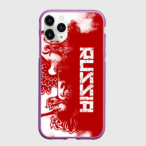 Чехол iPhone 11 Pro матовый Russia / 3D-Фиолетовый – фото 1