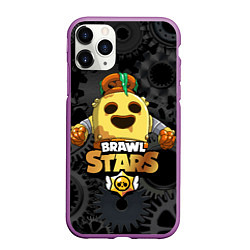 Чехол iPhone 11 Pro матовый Brawl Stars Robot Spike, цвет: 3D-фиолетовый