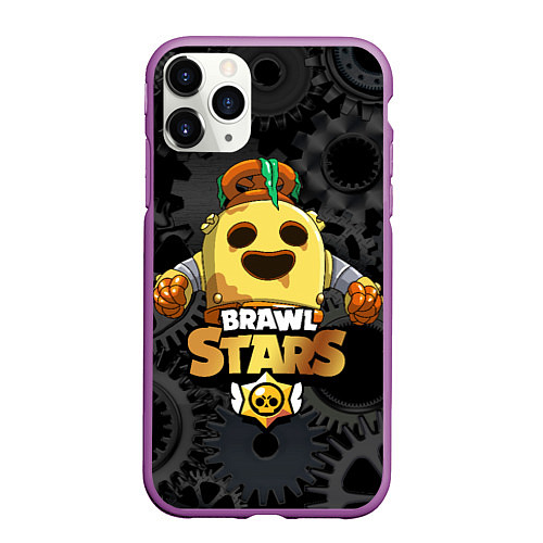 Чехол iPhone 11 Pro матовый Brawl Stars Robot Spike / 3D-Фиолетовый – фото 1