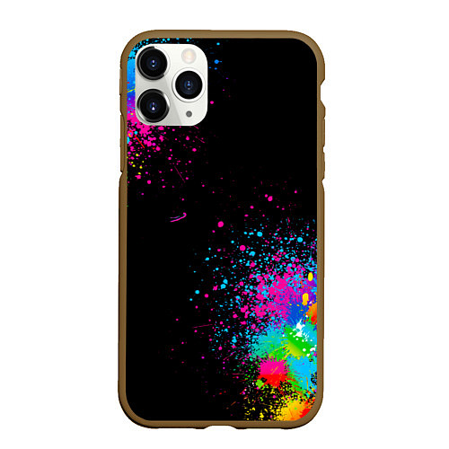 Чехол iPhone 11 Pro матовый Брызги красок / 3D-Коричневый – фото 1