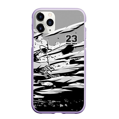 Чехол iPhone 11 Pro матовый Michael Jordan 23 / 3D-Светло-сиреневый – фото 1