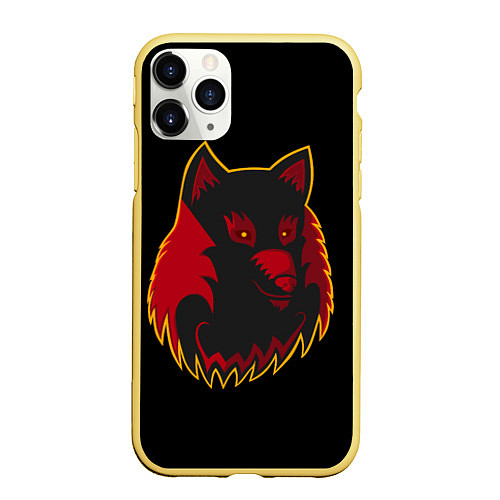 Чехол iPhone 11 Pro матовый Wolf Logo / 3D-Желтый – фото 1