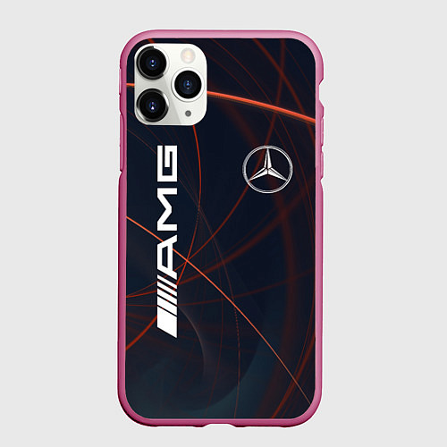 Чехол iPhone 11 Pro матовый MERCEDES-BENZ AMG / 3D-Малиновый – фото 1