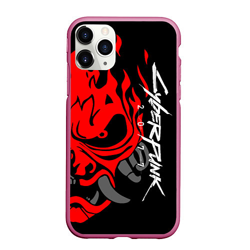 Чехол iPhone 11 Pro матовый CYBERPUNK 2077 SAMURAI / 3D-Малиновый – фото 1