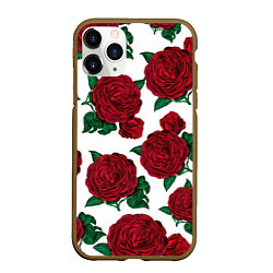 Чехол iPhone 11 Pro матовый Винтажные розы, цвет: 3D-коричневый