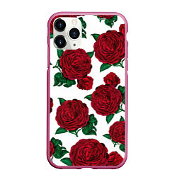 Чехол iPhone 11 Pro матовый Винтажные розы, цвет: 3D-малиновый
