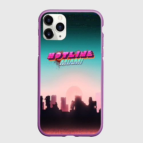 Чехол iPhone 11 Pro матовый HOTLINE MIAMI / 3D-Фиолетовый – фото 1