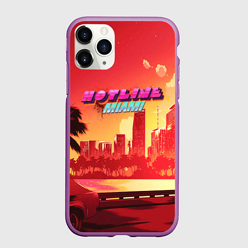 Чехол iPhone 11 Pro матовый HOTLINE MIAMI / 3D-Фиолетовый – фото 1