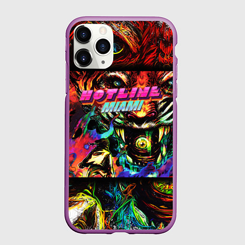 Чехол iPhone 11 Pro матовый HOTLINE MIAMI / 3D-Фиолетовый – фото 1