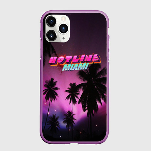 Чехол iPhone 11 Pro матовый HOTLINE MIAMI / 3D-Фиолетовый – фото 1