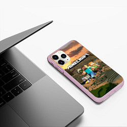 Чехол iPhone 11 Pro матовый Minecraft, цвет: 3D-розовый — фото 2