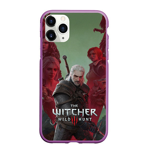 Чехол iPhone 11 Pro матовый The Witcher 5-летие / 3D-Фиолетовый – фото 1