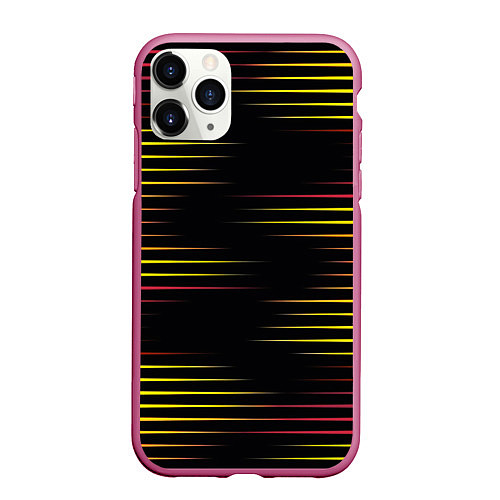 Чехол iPhone 11 Pro матовый HORIZONTAL GEOMETRY / 3D-Малиновый – фото 1