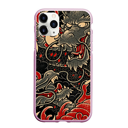 Чехол iPhone 11 Pro матовый Dsquared tatoo DRAGON / 3D-Розовый – фото 1