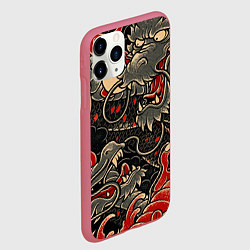 Чехол iPhone 11 Pro матовый Dsquared tatoo DRAGON, цвет: 3D-малиновый — фото 2