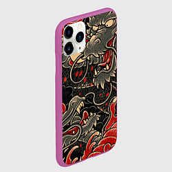 Чехол iPhone 11 Pro матовый Dsquared tatoo DRAGON, цвет: 3D-фиолетовый — фото 2