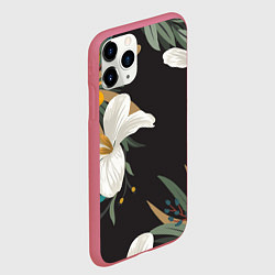 Чехол iPhone 11 Pro матовый Цветочный арт, цвет: 3D-малиновый — фото 2