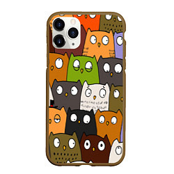 Чехол iPhone 11 Pro матовый СОВЫ КОТИКИ, цвет: 3D-коричневый