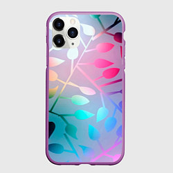 Чехол iPhone 11 Pro матовый Листья, цвет: 3D-фиолетовый